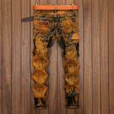 Personalized retro distressed ripped jeans